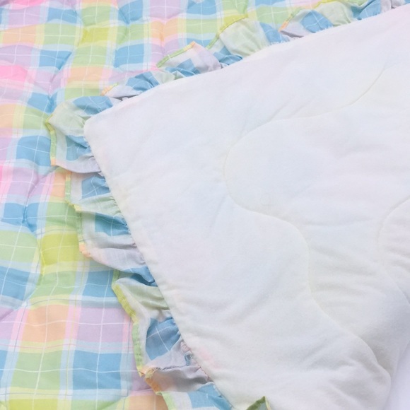 Lady Christina Baby Crib Comforter Pastel Plaid Vintage Nursery Bedding 1980's - Picture 3 of 9